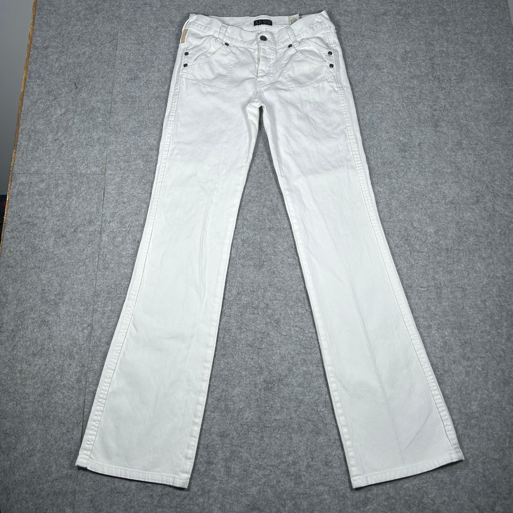 Armani Jeans Denim Women 27 White Flare Low Rise Y2K Made in Italy Designer